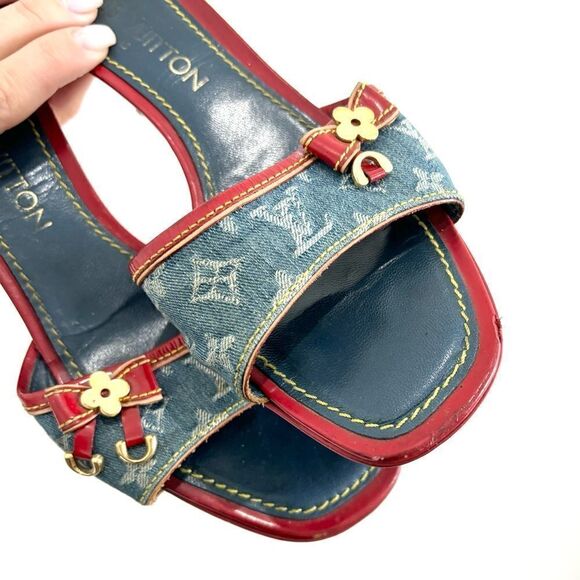 Louis Vuitton Women's Denim with Red Accent Sandal - Picture 9 of 12
